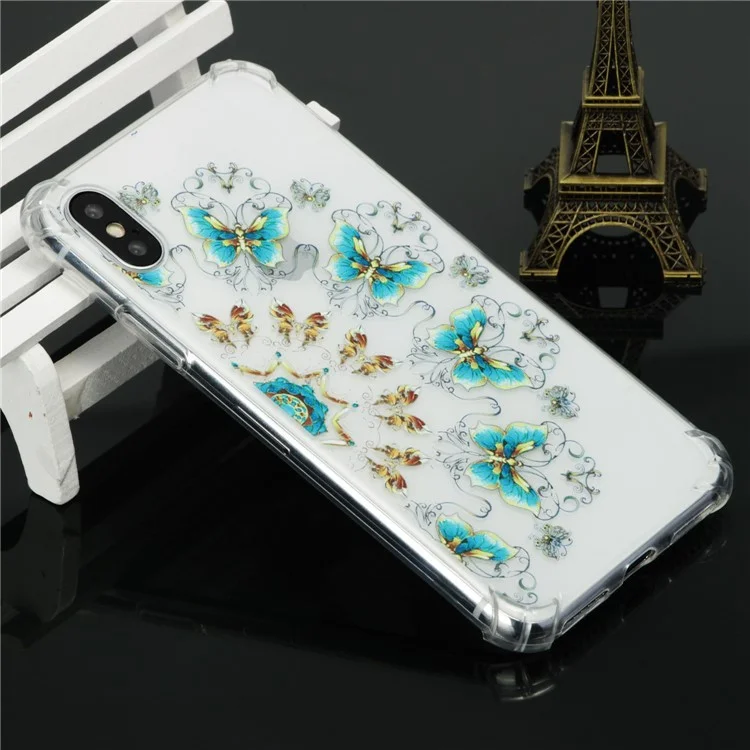 Anti-drop Patterned Printing Soft TPU Case for iPhone X - Butterflies