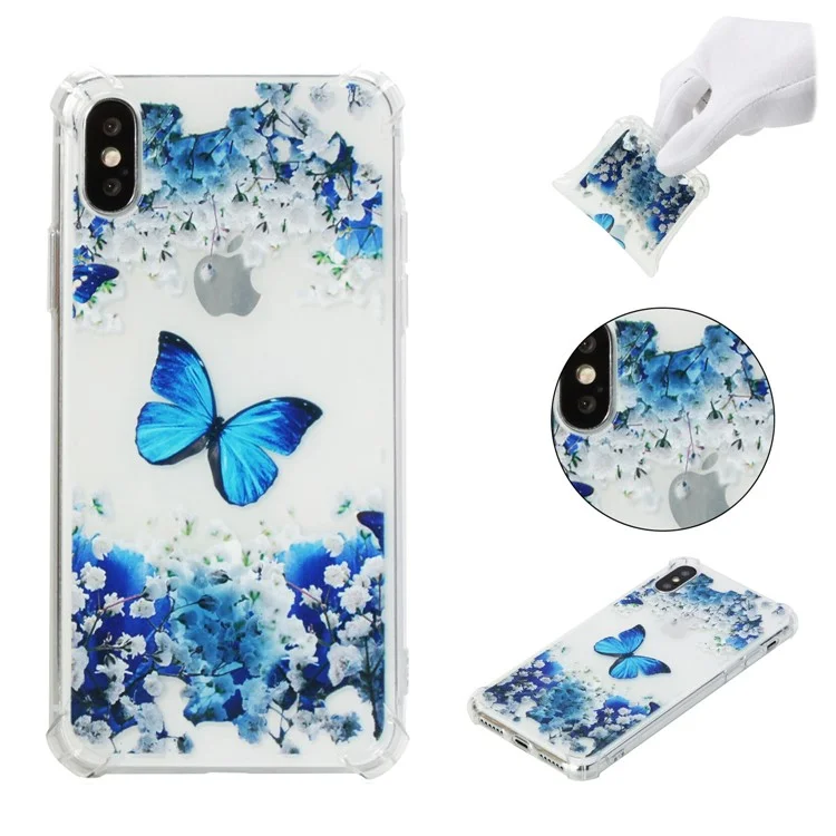 Anti-drop Patterned Printing Soft TPU Cover for iPhone X - Butterfly and Flower