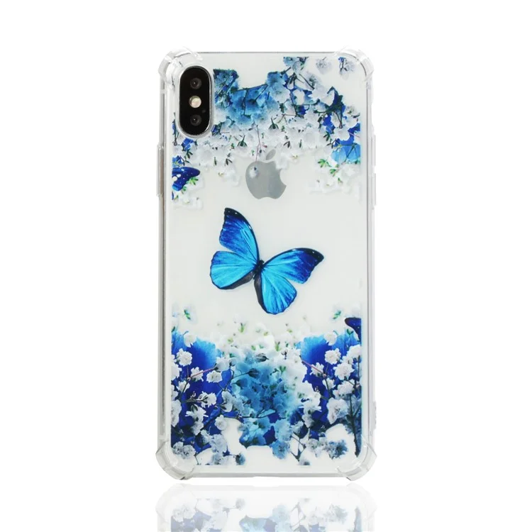 Anti-drop Patterned Printing Soft TPU Cover for iPhone X - Butterfly and Flower