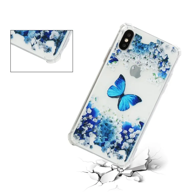 Anti-drop Patterned Printing Soft TPU Cover for iPhone X - Butterfly and Flower