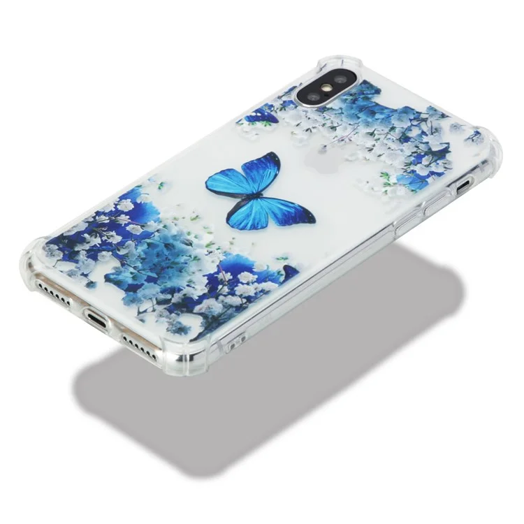 Anti-drop Patterned Printing Soft TPU Cover for iPhone X - Butterfly and Flower