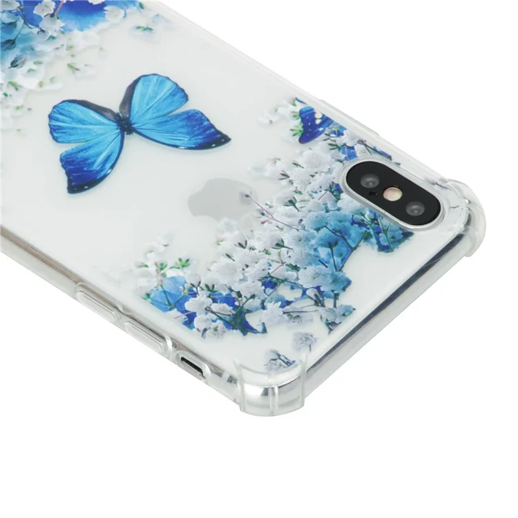 Anti-drop Patterned Printing Soft TPU Cover for iPhone X - Butterfly and Flower