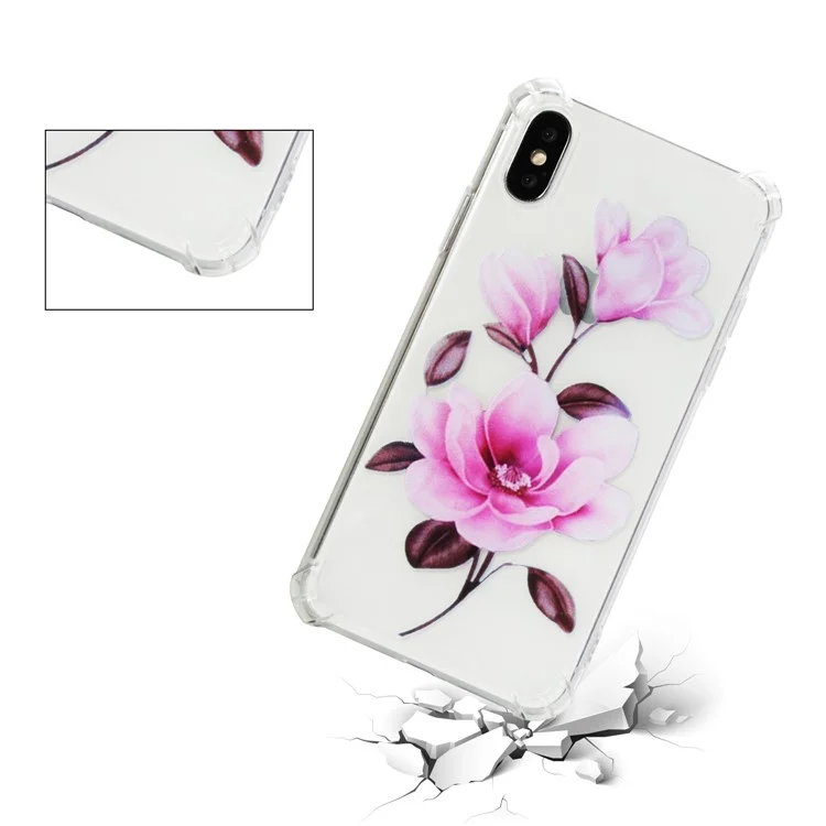 Anti-drop Patterned Printing Soft TPU Mobile Phone Case for iPhone X - Vivid Flower