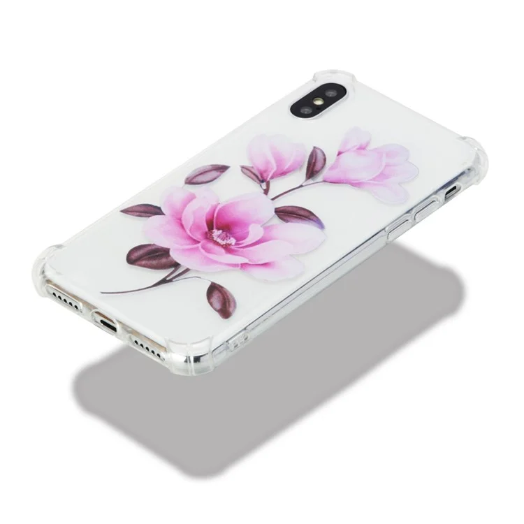Anti-drop Patterned Printing Soft TPU Mobile Phone Case for iPhone X - Vivid Flower