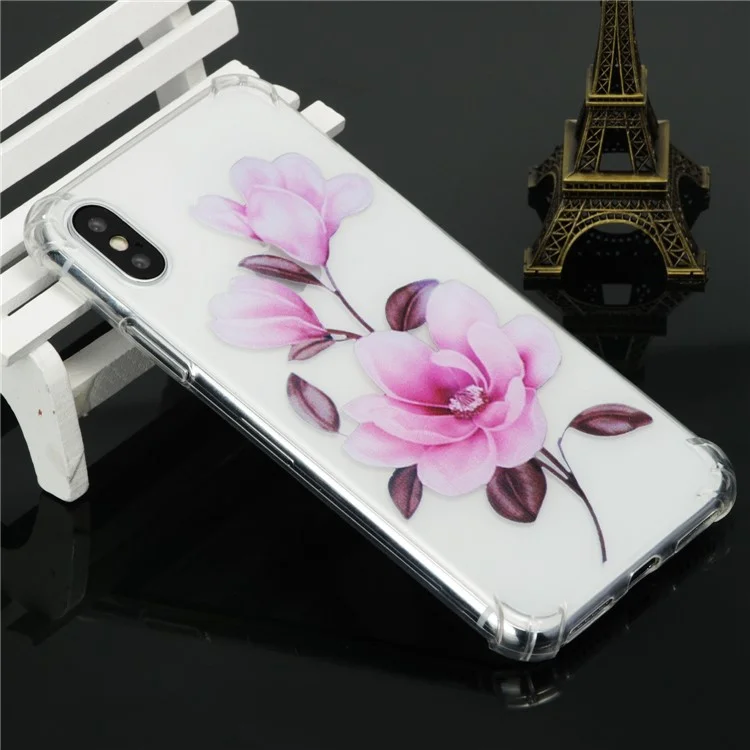Anti-drop Patterned Printing Soft TPU Mobile Phone Case for iPhone X - Vivid Flower