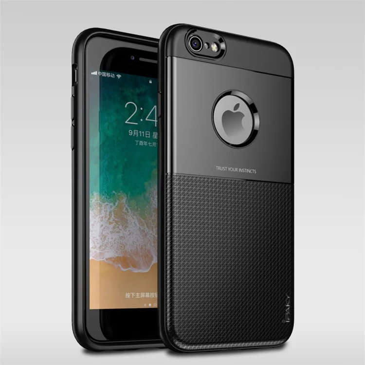 IPAKY PC + TPU Hybrid Grid Pattern Case for iPhone 6s Plus / 6 Plus - Black
