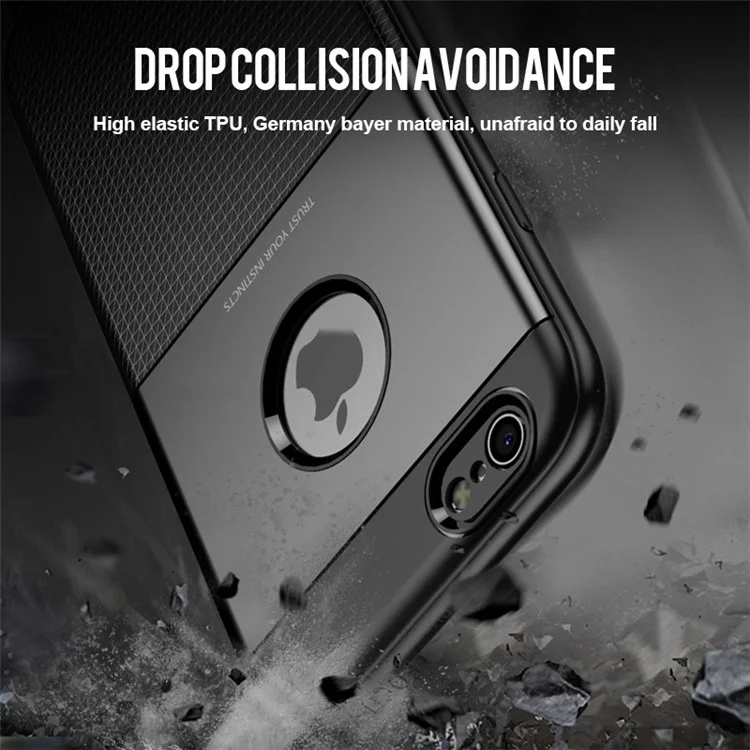 IPAKY PC + TPU Hybrid Grid Pattern Case for iPhone 6s Plus / 6 Plus - Black