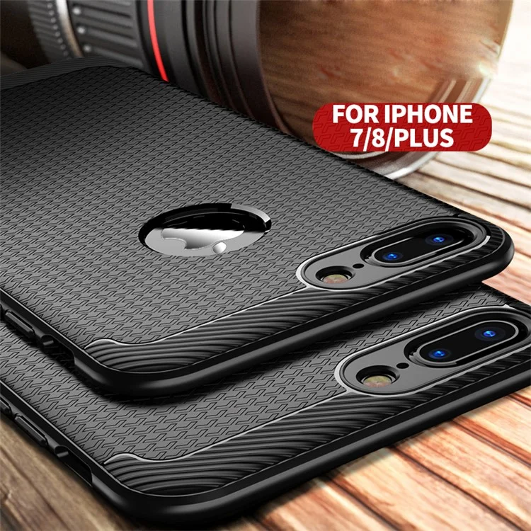IPAKY Anti-shocking TPU Back Phone Case for iPhone 8 Plus / 7 Plus 5.5 inch - Black