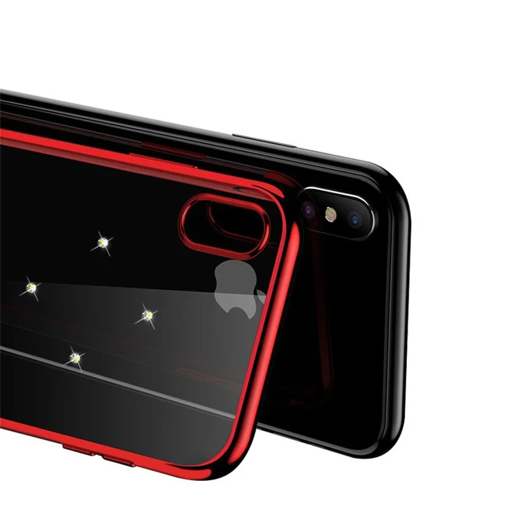 NXE Electroplating Edge Pattern Printing Rhinestone Decor TPU Case for iPhone X - Girl