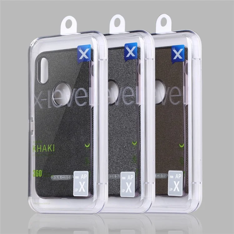 X-LEVEL Khaki Series Woven Pattern PU Leather Coated Bayer TPU Back Case for iPhone X - Black