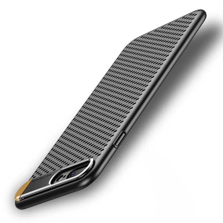 Hollow Mesh Heat Dissipation PC Cover with Zinc Alloy Kickstand for iPhone 8/7 4.7 inch - Black