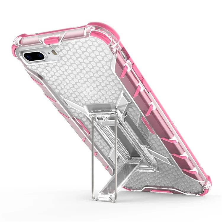 Heavy Duty Plastic + TPU Combo Phone Case with Kickstand for iPhone 8 Plus/7 Plus 5.5 inch - Rose