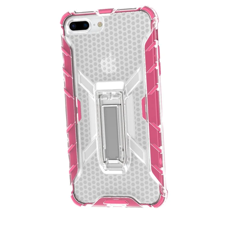 Heavy Duty Plastic + TPU Combo Phone Case with Kickstand for iPhone 8 Plus/7 Plus 5.5 inch - Rose