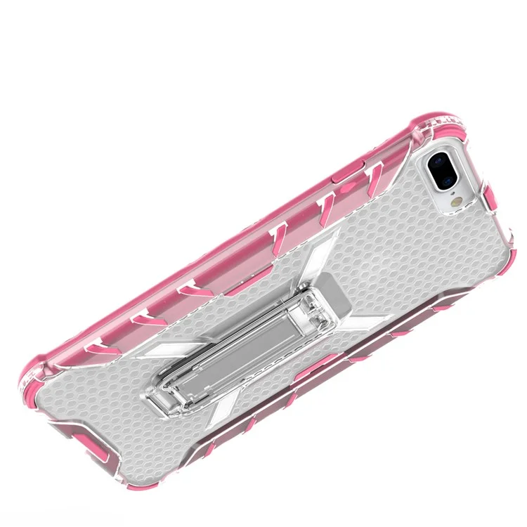 Heavy Duty Plastic + TPU Combo Phone Case with Kickstand for iPhone 8 Plus/7 Plus 5.5 inch - Rose