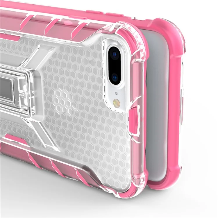 Heavy Duty Plastic + TPU Combo Phone Case with Kickstand for iPhone 8 Plus/7 Plus 5.5 inch - Rose