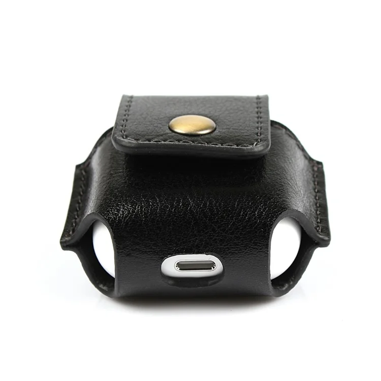 Genuine Leather Protective Cover for Apple Airpods Charging Case - Black