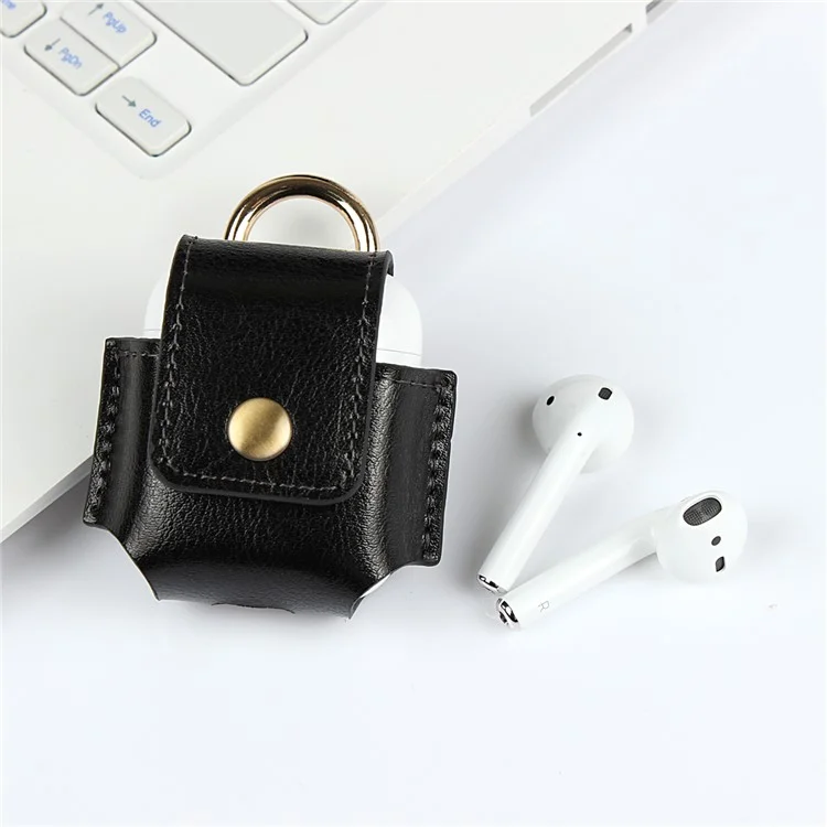 Genuine Leather Protective Cover for Apple Airpods Charging Case - Black