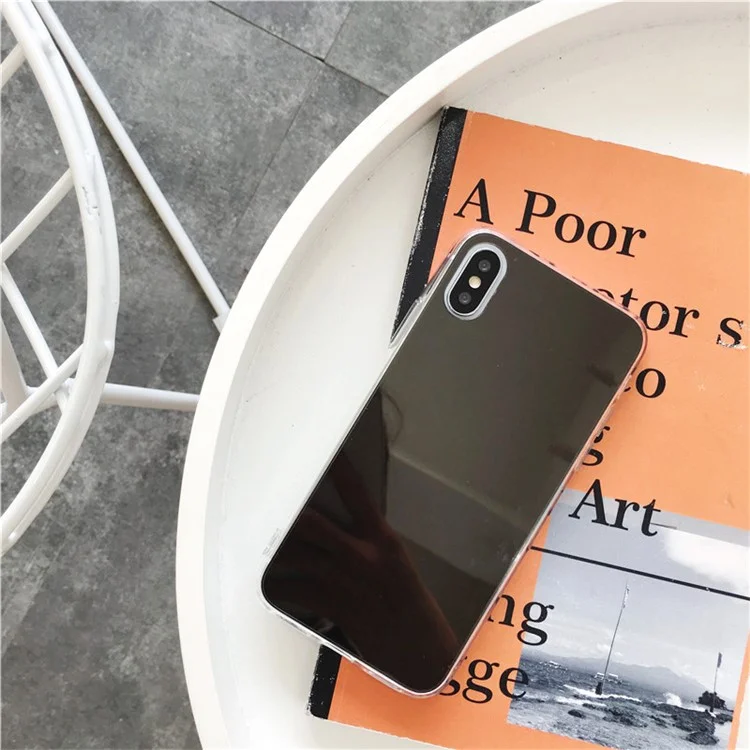 Mirror-like Electroplated TPU Mobile Case for iPhone X - Black
