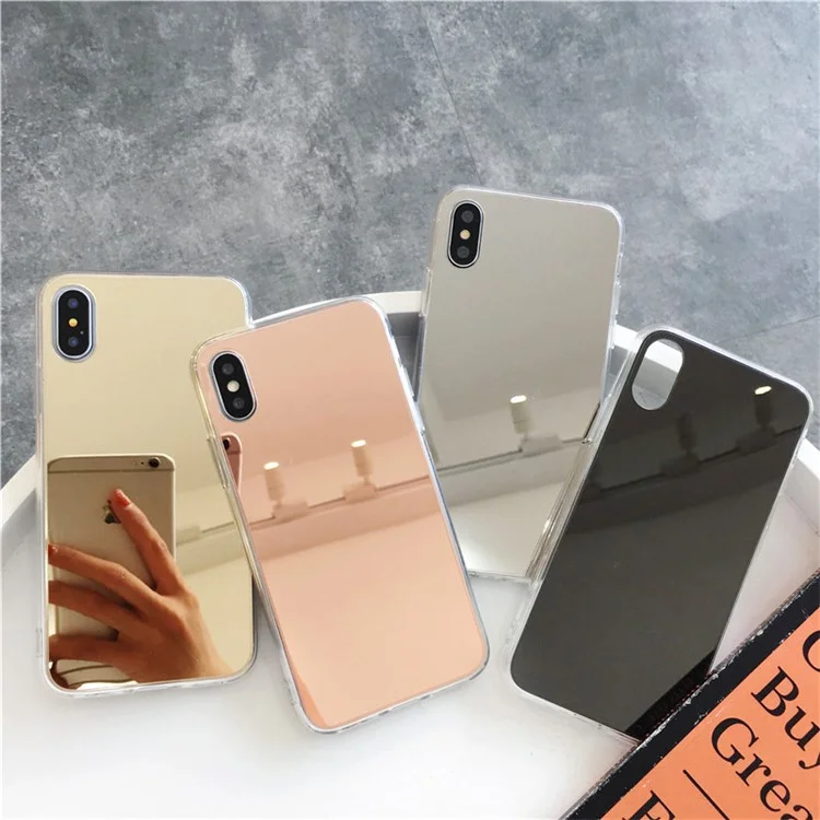 Mirror-like Electroplated TPU Mobile Case for iPhone X - Black