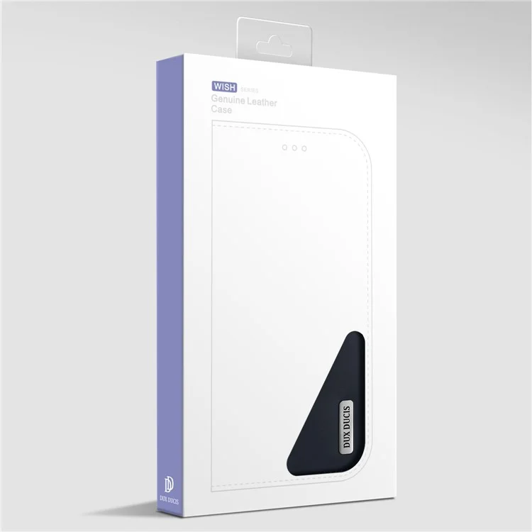 Dux Ducis Wish Series CNAS/CMA Certified Wallet Diseño de Soporte Ajustable Caja de Teléfono de Cuero Genuino Para Iphone X - Azul Oscuro