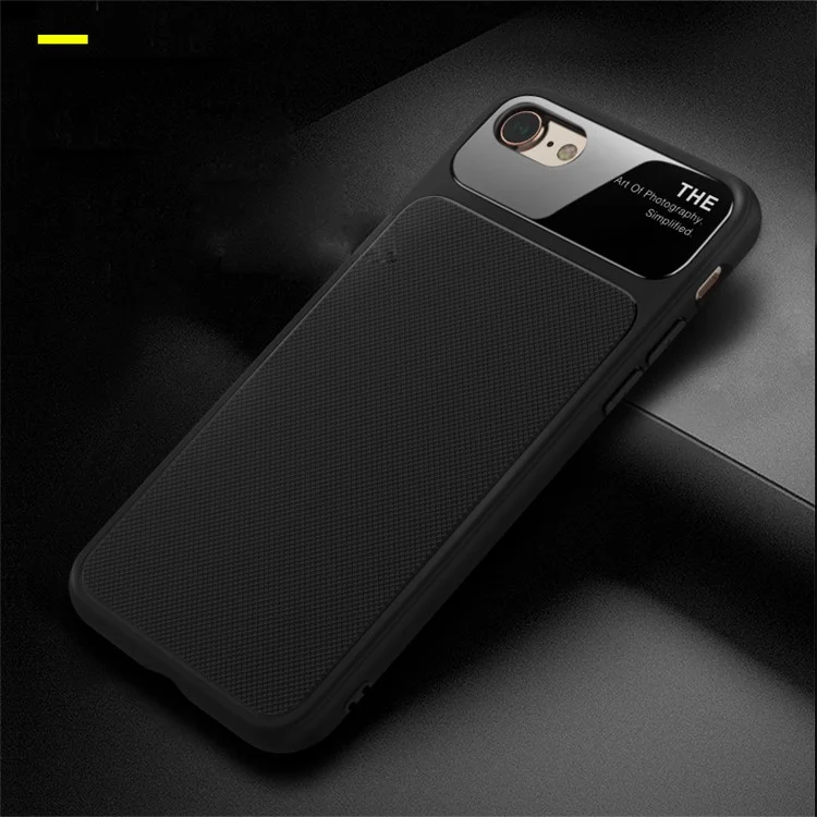 LENUO Tempered Glass Lens TPU Case for iPhone 8/7 - Black