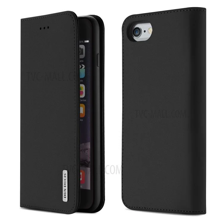 DUX DUCIS Wish Series CNAS/CMA Certified Wallet Stand Genuine Leather Case for iPhone 6s/6 4.7-inch - Black