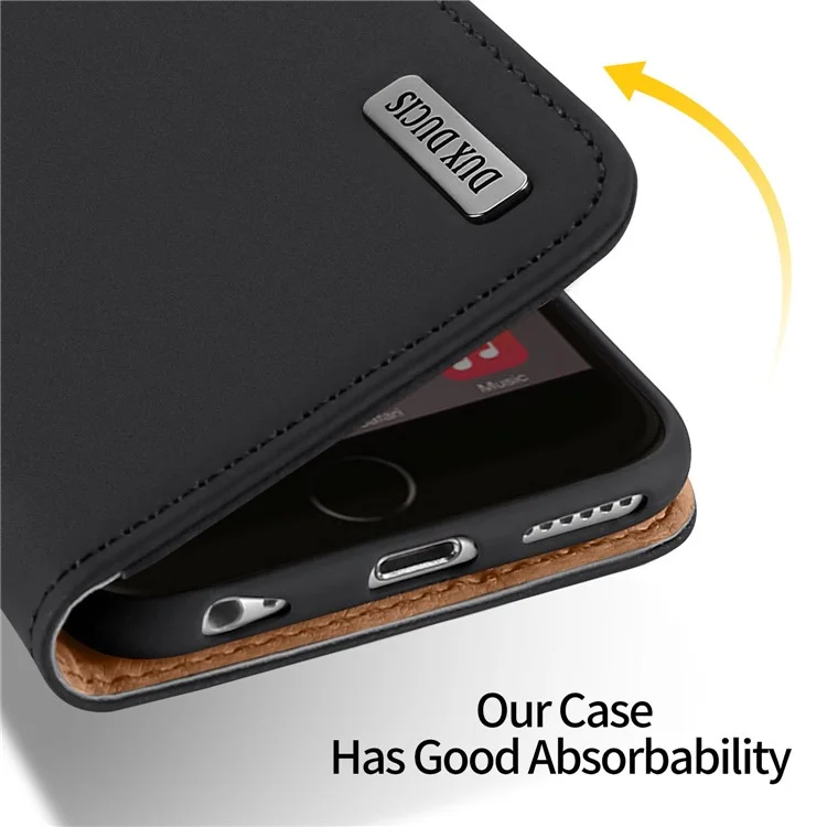 DUX DUCIS Wish Series CNAS/CMA Certified Wallet Stand Genuine Leather Case for iPhone 6s/6 4.7-inch - Black