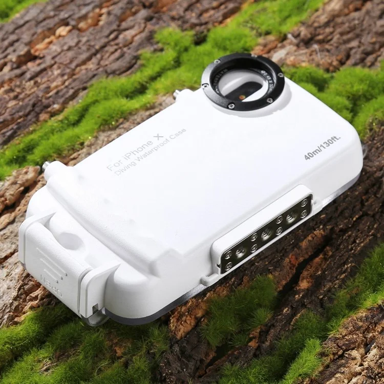 HAWEEL HWL2502 40M Waterproof Snow/Shock/Dirt Proof Shell Case with Camera Lens for iPhone X - White