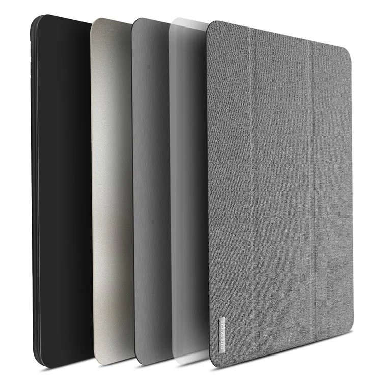 DUXDUCIS Domo Series Cloth Texture Tri-fold Stand Smart Leather Cover for iPad 9.7-inch (2018) / 9.7-inch (2017) - Grey