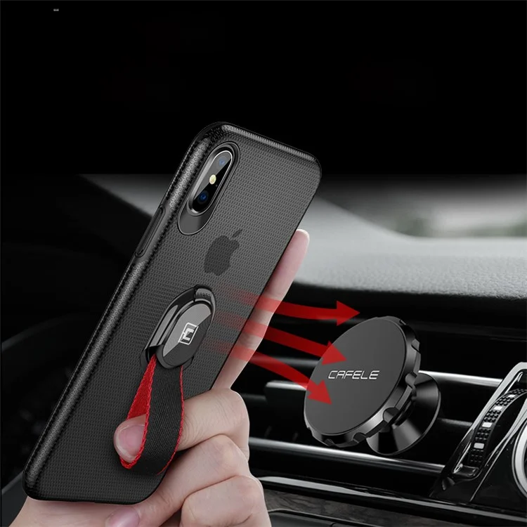 CAFELE for iPhone X/10 5.8 inch Woven Ring series TPU PC Mobile Back Case with Detachable Woven Ring - Black