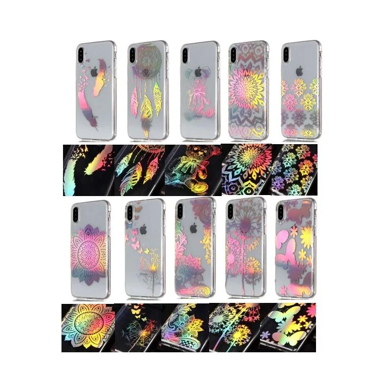 Colorful Laser Carving Patterned TPU Case for iPhone X - Dandelion and Butterflies