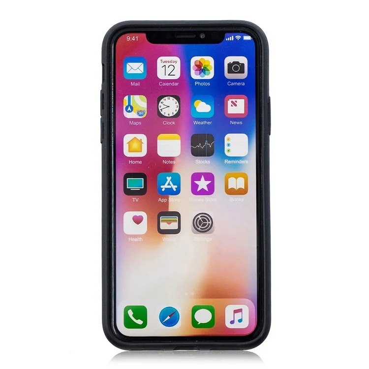 Embossment Patterned PC + TPU Hybrid Case for iPhone X - Half Mandala Flower