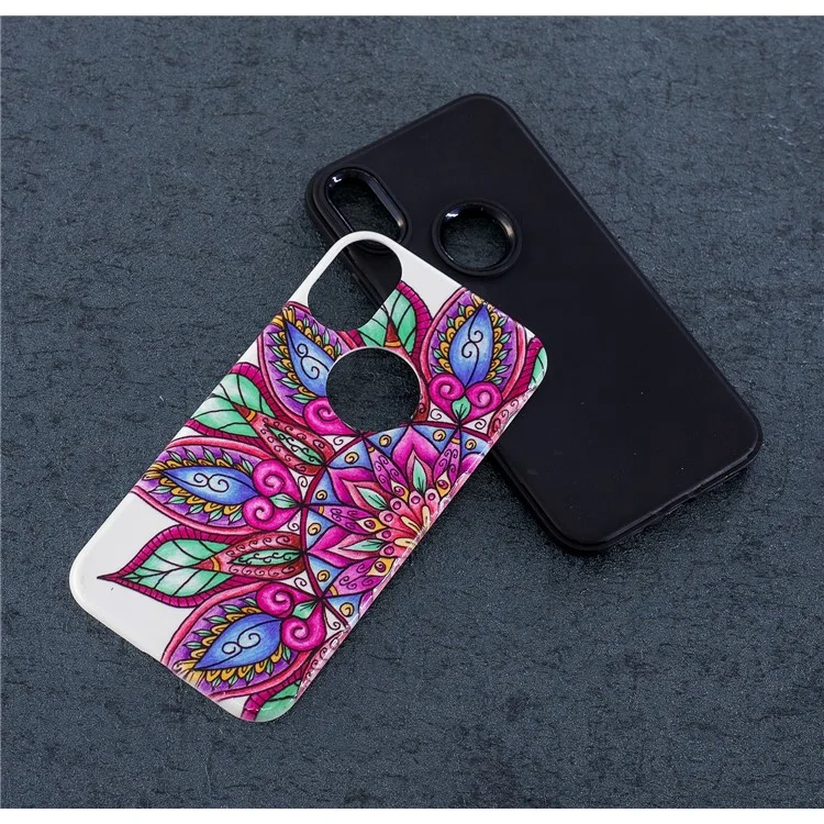 Embossment Patterned PC + TPU Hybrid Case for iPhone X - Half Mandala Flower