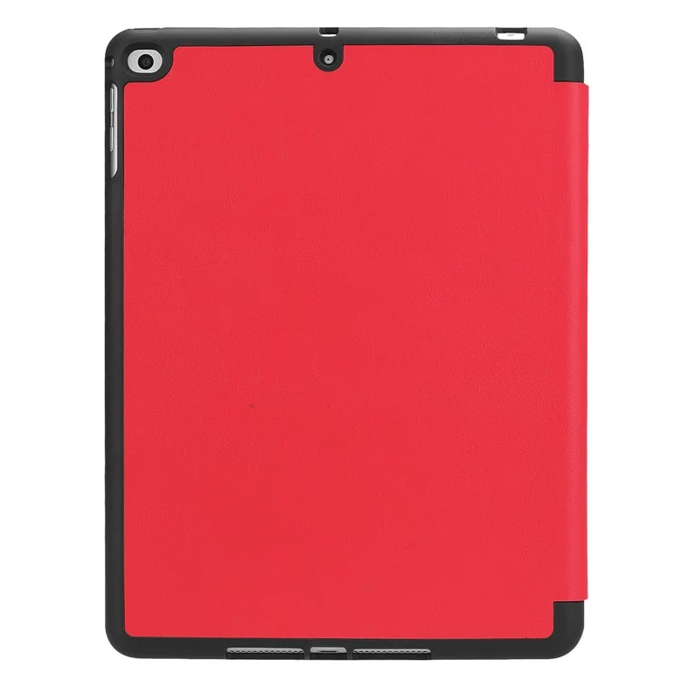Tri-fold Stand Smart Leather Tablet Protective Casing with Pen Slot for iPad 9.7-inch (2018) / 9.7-inch (2017) - Red