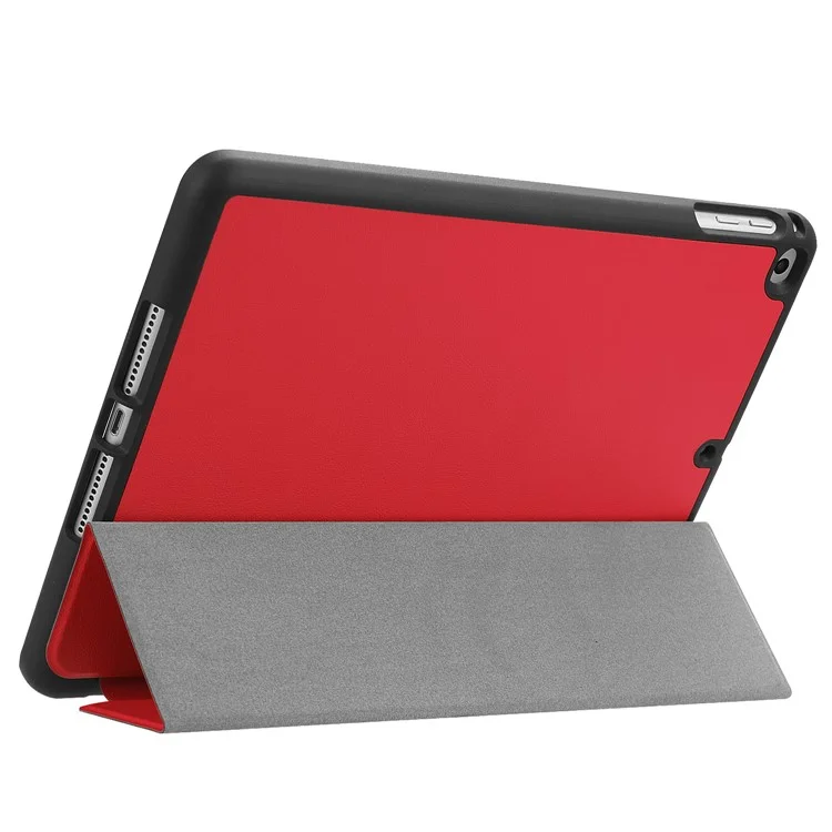 Tri-fold Stand Smart Leather Tablet Protective Casing with Pen Slot for iPad 9.7-inch (2018) / 9.7-inch (2017) - Red