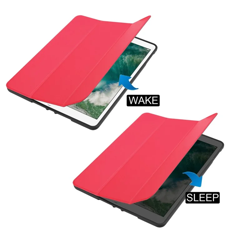 Tri-fold Stand Smart Leather Tablet Protective Casing with Pen Slot for iPad 9.7-inch (2018) / 9.7-inch (2017) - Red