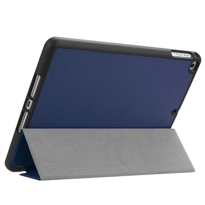 Tri-fold Stand Smart Leather Tablet Protective Casing with Pen Slot for iPad 9.7-inch (2018) / 9.7-inch (2017) - Dark Blue