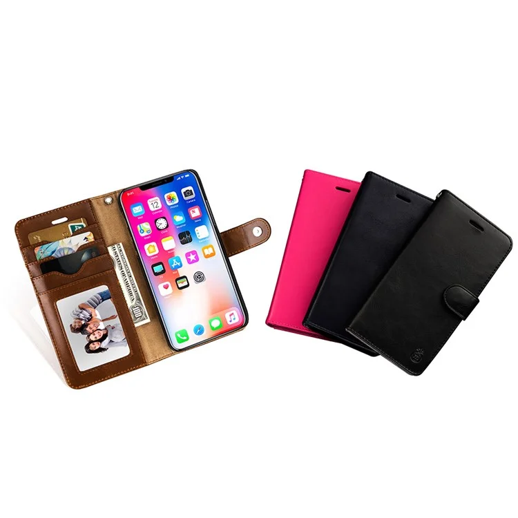 MUSUBO Detachable Multi-slot Split Leather Wallet Case for iPhone X(Ten) 5.8 inch - Black