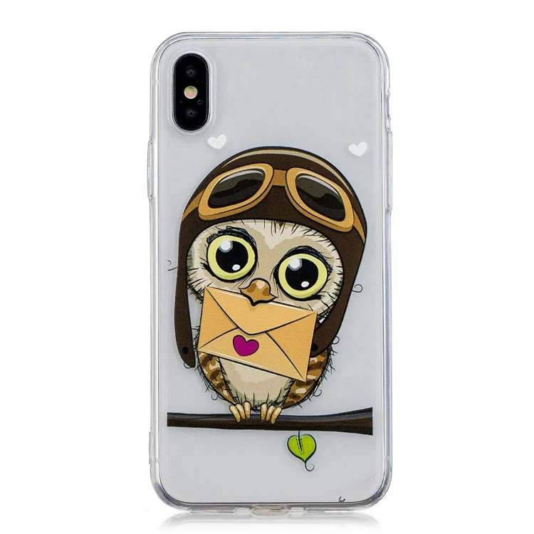 Pattern Printing Soft TPU Case Cover for iPhone X - Cute Owl
