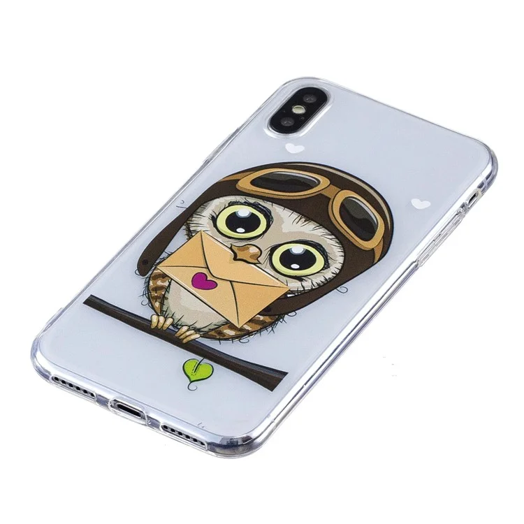 Pattern Printing Soft TPU Case Cover for iPhone X - Cute Owl