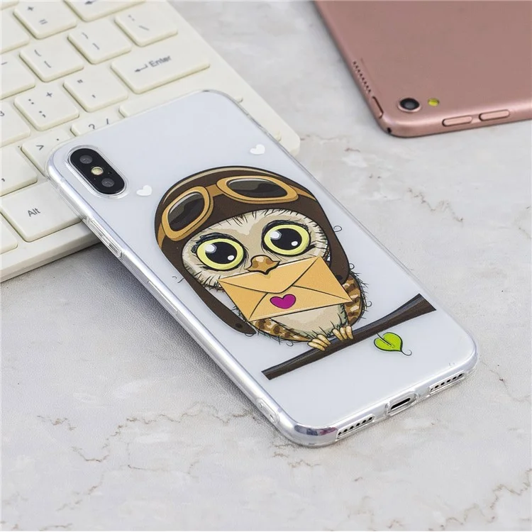 Pattern Printing Soft TPU Case Cover for iPhone X - Cute Owl