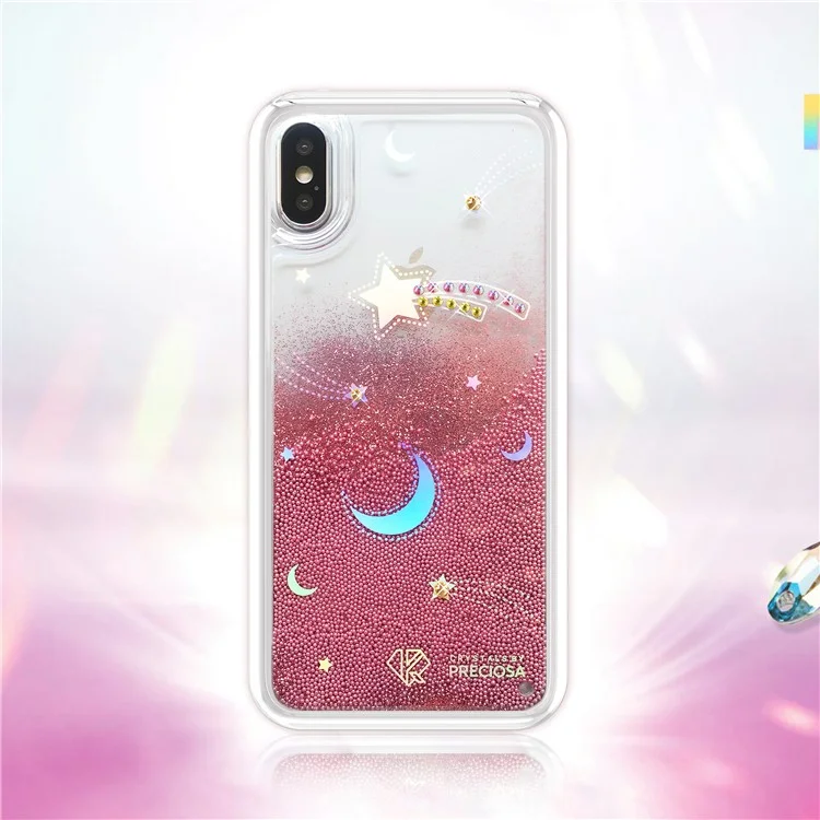 KAVARO Weather Series Laser Iridescence Liquid Quicksand Rhinestone Hybrid Case for iPhone X - Red
