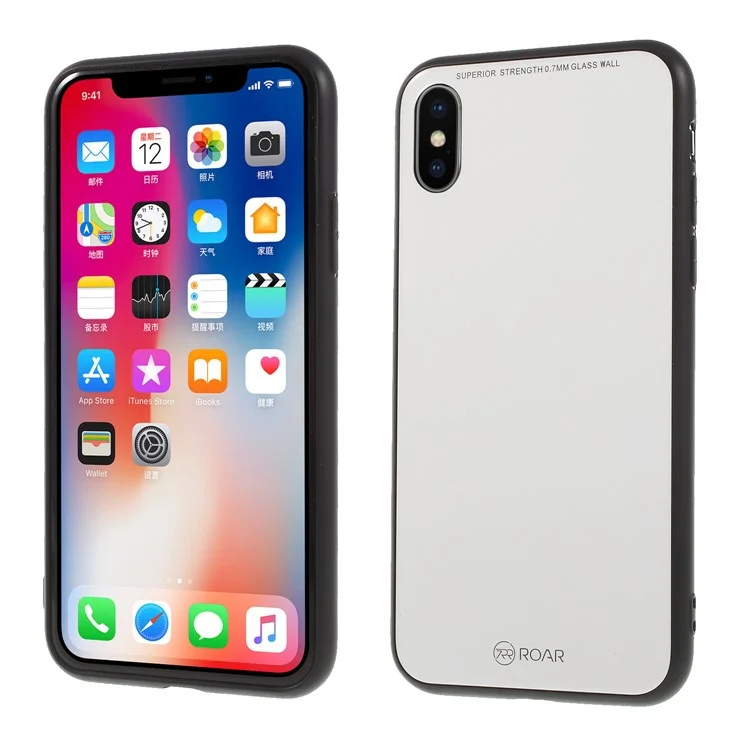 ROAR KOREA Mirror Surface Tempered Glass Back + TPU Hybrid Phone Case for iPhone X