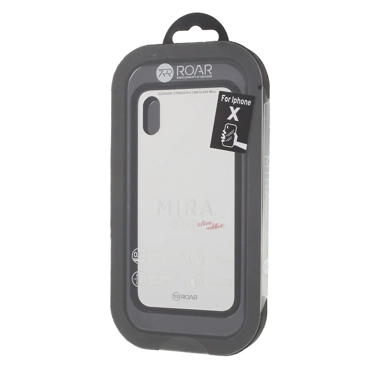 ROAR KOREA Mirror Surface Tempered Glass Back + TPU Hybrid Phone Case for iPhone X