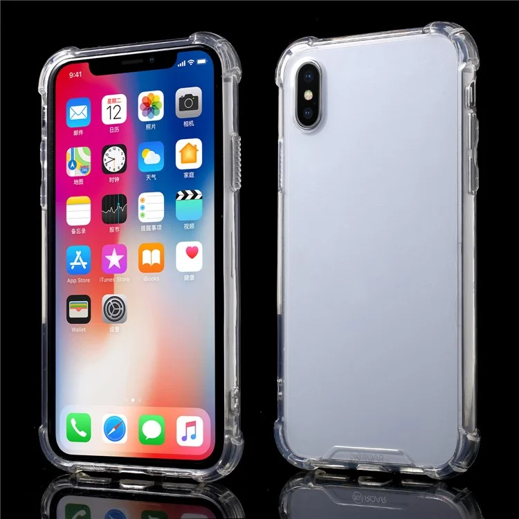 ROAR KOREA Shockproof Clear Acrylic Back + TPU Edge Hybrid Case for iPhone X