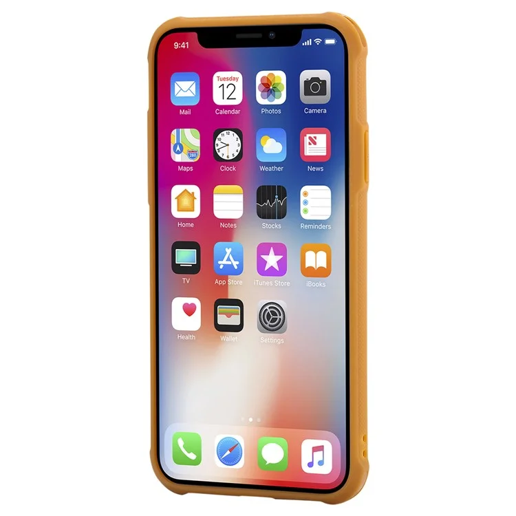 PU leather Coated TPU Card Holder Phone Case with Kickstand for iPhone X (Ten) with 2 Straps - Brown