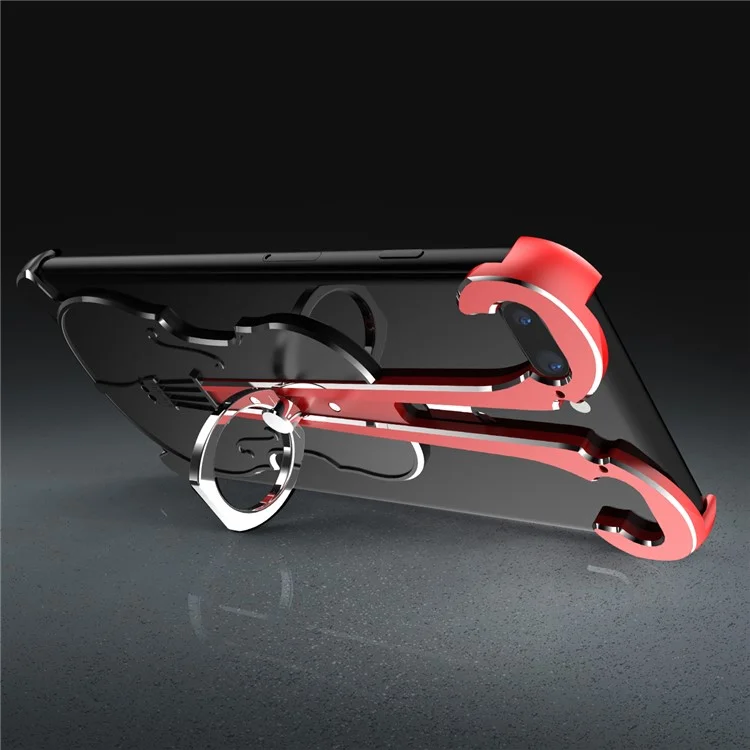Violin Shape Aluminum Alloy Drop-proof Cover with Ring Holder Kickstand for iPhone 8 Plus / 7 Plus 5.5 inch - Red / Black