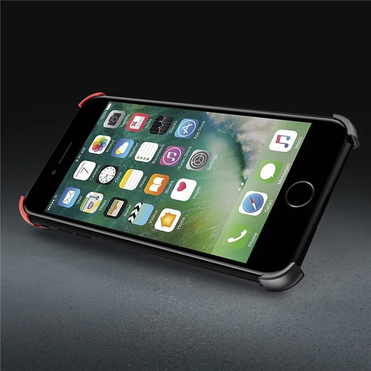 Violin Shape Aluminum Alloy Drop-proof Cover with Ring Holder Kickstand for iPhone 8 Plus / 7 Plus 5.5 inch - Red / Black