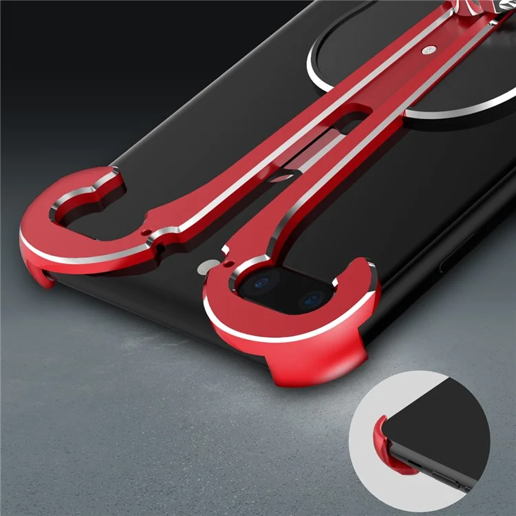 Violin Shape Aluminum Alloy Drop-proof Cover with Ring Holder Kickstand for iPhone 8 Plus / 7 Plus 5.5 inch - Red / Black