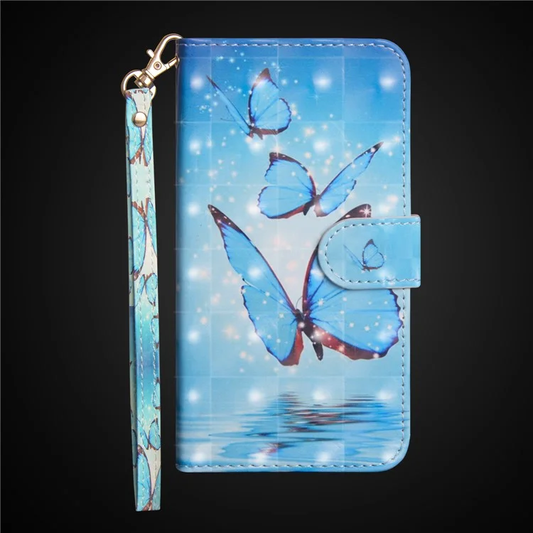 Pattern Printing Wallet Stand Leather Folio Casing for iPhone X/10 5.8 inch - Blue Butterfly